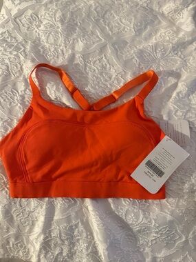 Fabletics Bright Orange Strappy Light-Support Sports Bra size Small